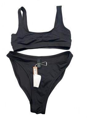 Skims signature swim tank bikini top & Mid coverage Bottom- SET in Onyx